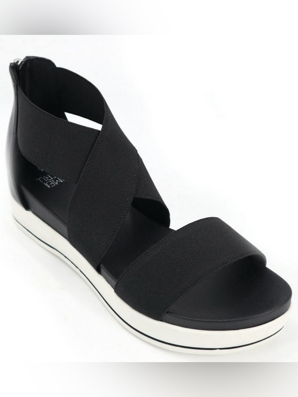 BRAND NEW Time and Tru Black Women's Elastic Strap Platform Sandals Size 8